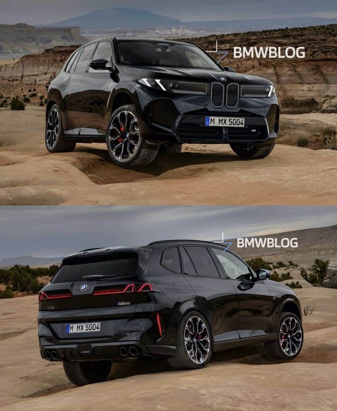 2027 BMW X5 RENDERING BLACK SAPPHIRE showing rear and front-end