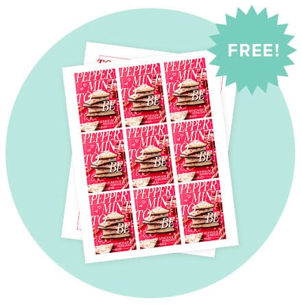 Peppermint bark free gift tag printable mockup.